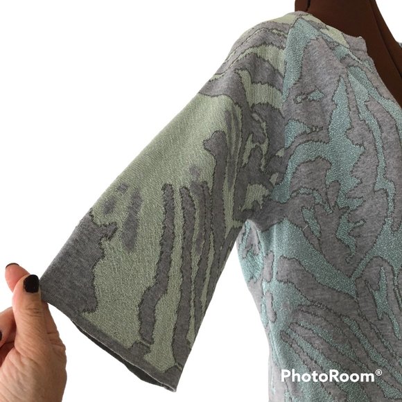 Oui Knitted Open Front Cardigan with Coral Design - Picture 2 of 8